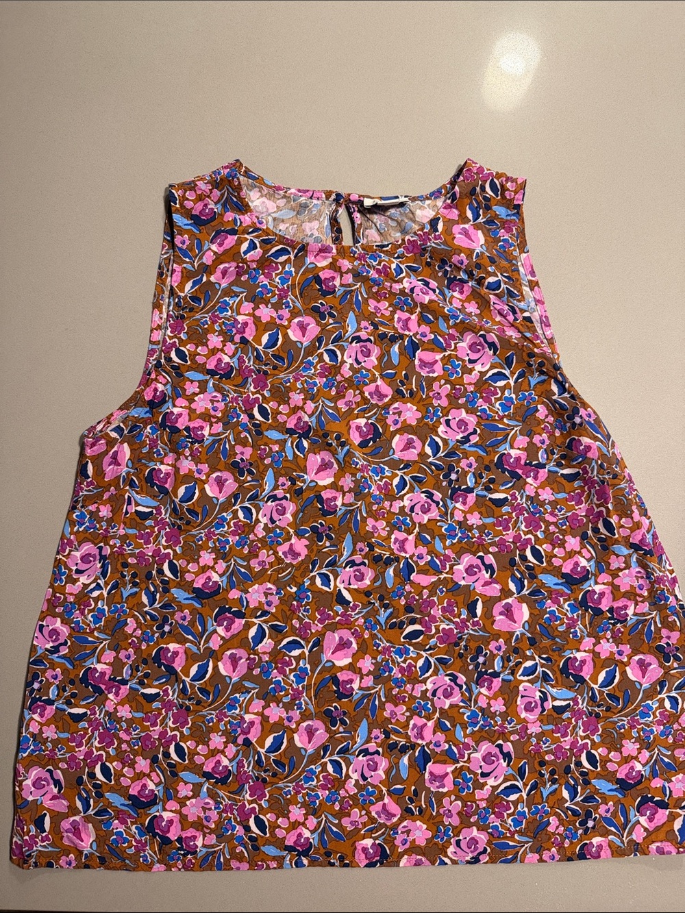 J. Crew Pink and Brown Floral Sleeveless Camisole